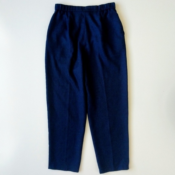 Vintage Kathie Lee Navy Pleated High Waisted Pants - Picture 4 of 5